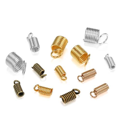 100pcs 3-6mm Spring Clasps Cord Crimp End Caps Fastener Connectors For DIY Bracelet Necklace Jewelry Making Supplies Accessories