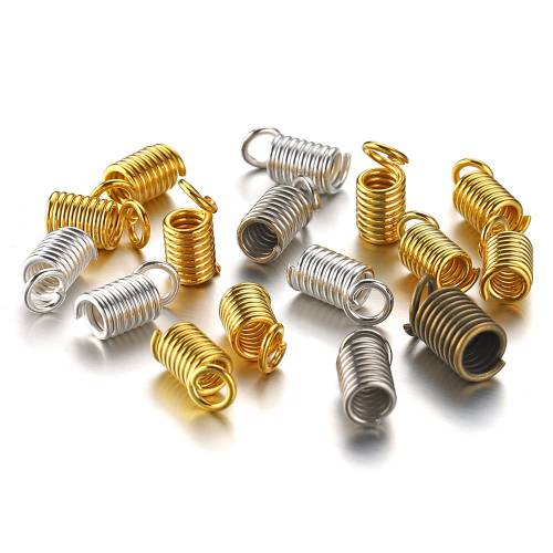 100pcs 4x10mm Spring Clasps Cord Crimp End Caps Fastener Connector For DIY Bracelet Necklace Jewelry Making Supplies Accessories
