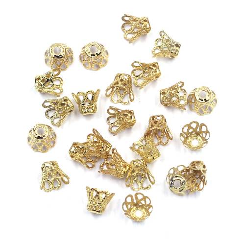 100Pcs Gold Plated Ornate Filigree Bell End Bead Caps Alloy Jewelry DIY Making Findings 7x9mm
