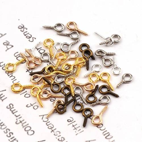 100PCs Metal Tone Screw Eyes Bails Top Drilled Beads End Caps Pendant DIY Charms Connectors Jewelry Findings