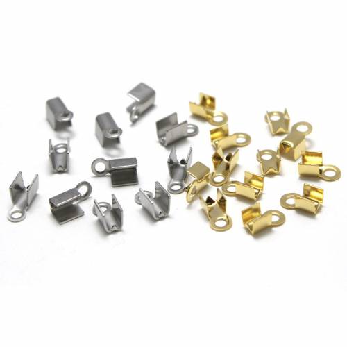 100pcs Stainless Steel Leather Cord Crimp Beads End Caps Fastener Clips Clasp for Necklace Connectors Jewelry Making Accessories