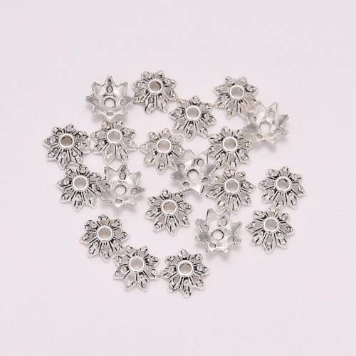 100pcs/lot Antique Plated Hollowed Flower Loose Sparer End Bead Caps For DIY Jewelry Making Bracelet Accessories Findings