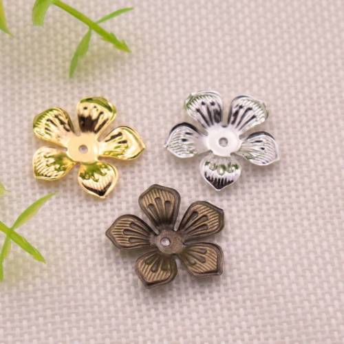 100pcs/lot Gold/Rhodium/Antique Bronze Filigree Flower Bead Caps Connectors Charms End Flower Beads Cap For Jewelry Making