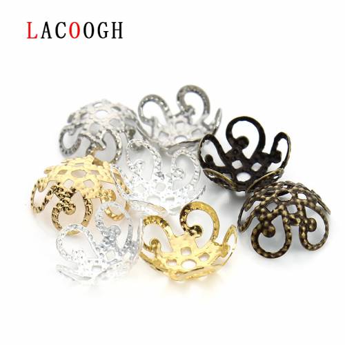 100Pcs/lot Hollow Flower Bead End Caps Filigree For Jewelry Making Pendant Earrings Needlework Spacer Bead Caps DIY Accessories