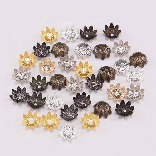 100pcs/lot Lotus Flower Torus Shape Alloy Beads Caps Loose Spacer End Beads Cap For DIY Jewelry Making Charms Necklace Bracelets