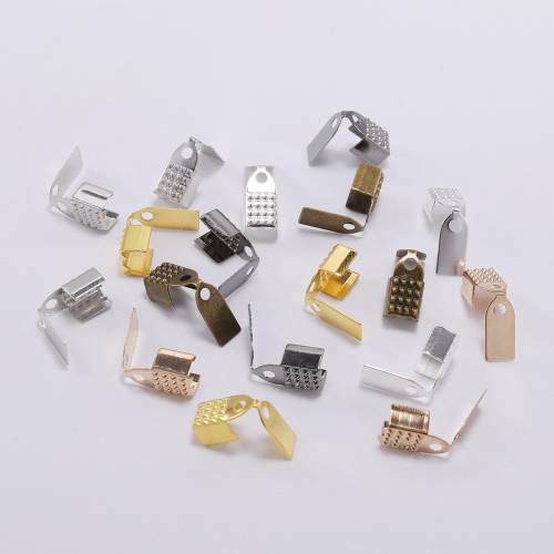 100pcs/lot Metal End Clasps End Caps Bead Leather Cord Crimp Connectors For Jewelry Making Findings DIY Accessories Supplies