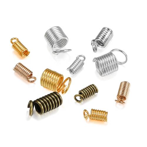 100Pcs/Lot Metal Opening Spring Crimp Clasps Leather Ends Fastener End Caps Connectors Bracelet for DIY Jewelry Making Supplies