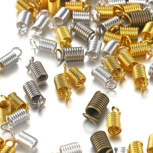 100pcs/lot Metal Spring Crimp Clasps Hooks Leather Rope End Caps Fastener Connectors for DIY Bracelet Necklace Jewelry Making