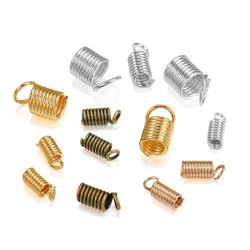 100pcs/lot Spring Clasps Cord Crimp End Caps Fastener Connectors For DIY Bracelet Necklace Jewelry Making Supplies Accessories