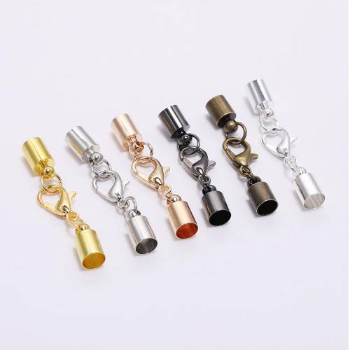 10pcs 3-10mm Leather Cord Bracelet Lobster Clasps Hooks Crimp End Tip Caps Connectors For Jewelry Making Findings Supplies