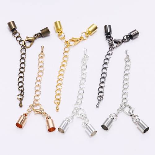 10pcs 6 Colors 3-10mm Lobster Clasps Hooks Extending Chain Cord Crimps End Tip Caps Connectors For Jewelry Making DIY Handmade