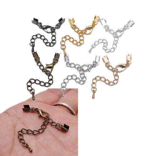 10pcs End Caps With Lobster Clasps Chain 3-8mm Cord Clips Fit Round Leather Cord Connectors For Jewelry Making Wholesale