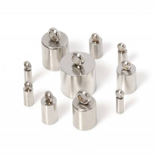 10pcs Stainless Steel End Caps 12-8mm Hole fit Round Cord Fastener Connector for DIY Jewelry Making Rope Bracelet Link Findings