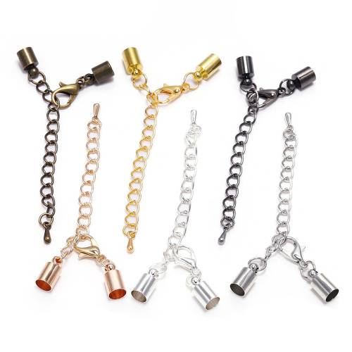 10pcs/Lot 3-10mm Lobster Clasps Hooks Extending chain Leather Cord Crimps End Tip Caps Connectors For Jewelry Making Findings