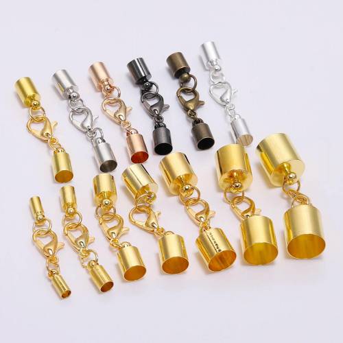 10Pcs/Lot 3-10mm Metal Leather Cord Bracelet Lobster Clasps Hooks Crimps End Tip Caps Connectors for DIY Jewelry Making Findings