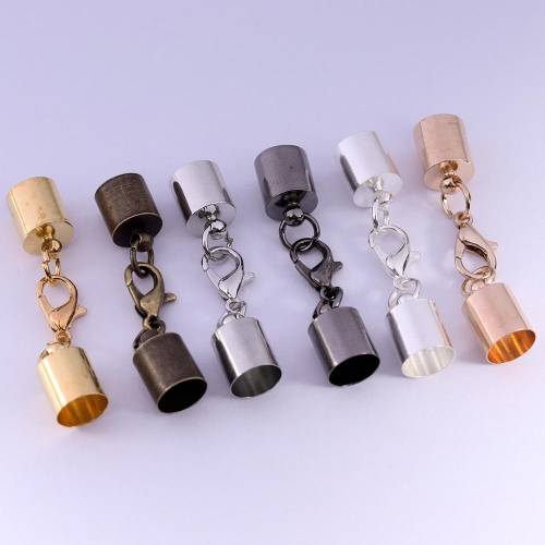 10pcs/lot 3 4 5 6 7 8 9 10mm Leather Cords Bracelet Necklace Lobster Clasps Hooks Connectors for DIY Jewelry Making End Cap