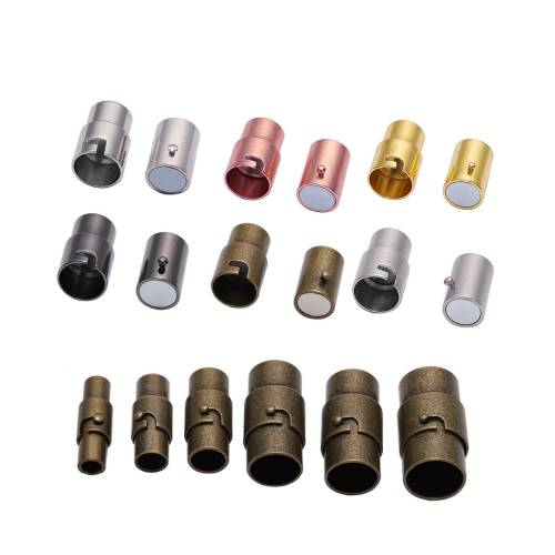 10pcs/lot 3 4 5 6 8 10mm Strong Magnetic Clasp With Locking Fit Leather Cord End Caps For DIY Making Bracelet Connectors Finding