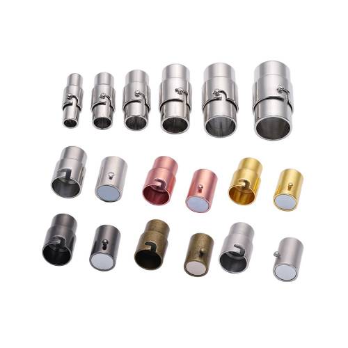 10pcs/lot 3 4 5 6 8 10mm Strong Magnetic Clasps With Locking Mechanism Leather Cord End Cap Connectors For DIY Jewelry Making