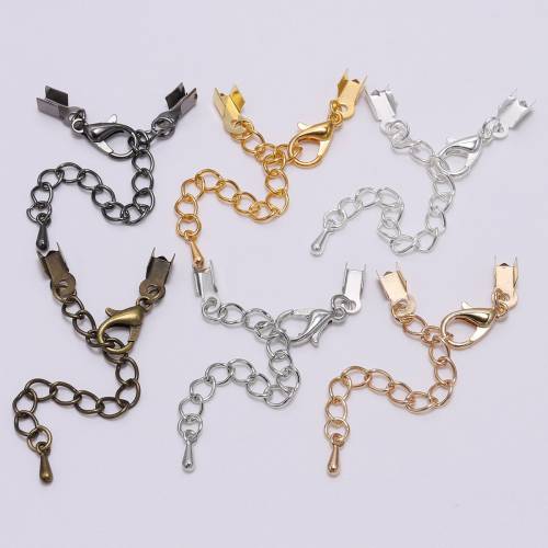 10pcs/lot 3 4 5 8mm Cord Clips End Caps With Lobster Clasps Chain Fit Round Cord Connectors For Jewelry Making Findings Supplies