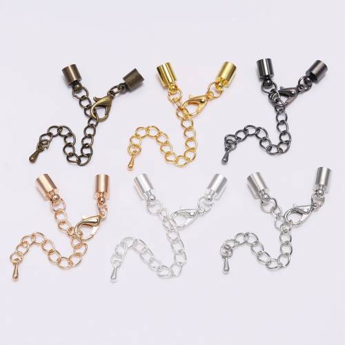10pcs/Lot Lobster Clasps Hooks 3-10mm Extending Chain Leather Cord Crimp End Tip Caps Connectors For Jewelry Making Findings
