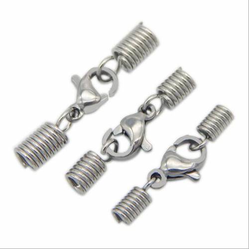 10pcs/lot Stainless Steel End Caps Lobster Clasps Connectors 2/25/3mm End Cap Fit Bracelets Leather Cord Clips DIY Jewelry