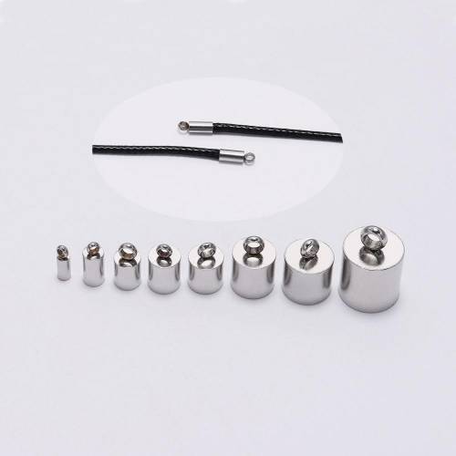 10Pcs/Lot Stainless Steel Tassel Leather Cord End Crimp Caps Beads End Hooks Connectors for DIY Jewelry Making Findings Supplies