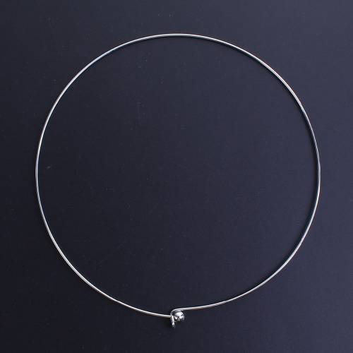 1PC 304 Stainless Steel Collar Choker Necklace Round With Removable Ball End Cap Handmade DIY Jewelry 45cm long