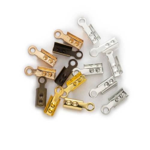 200 Piece Cove Clasps Crimp Cord End Cap Tip Fold Over Crimp Bead Clip Connectors Findings Accessories Jewelry Making 8-10mm