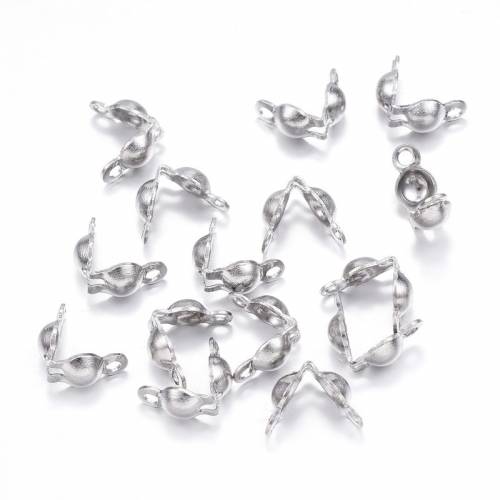 200pcs 304 Stainless Steel Bead Tips Knot Covers End Caps Terminator for Jewelry Making DIY Accessories Findings 5x3mm Hole: 1mm