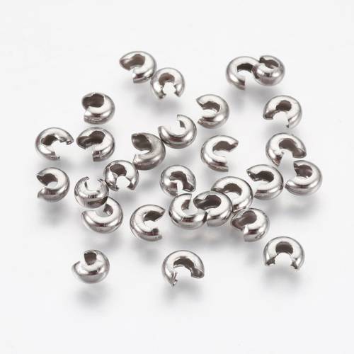 200pcs 45mm 304 Stainless Steel Open Crimp Beads Covers End Bead Caps for Jewelry Making DIY Accessories Findings Hole 2mm