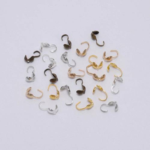 200Pcs 4mm Bead Tip Clam Shell Crimp Beads Cove Clasps Hook String Leather Clip Cord End Caps Foldover Connector For DIY Jewelry