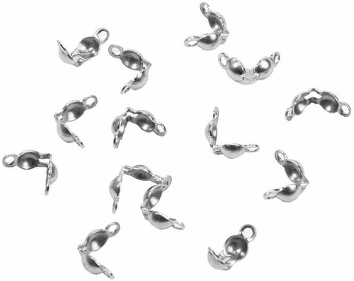 200Pcs 5mm Stainless Steel Bead Tip Cord Ends Open Clamshell Crimp Bead Tips Knot Covers End Caps Jewelry Findings forMaking DIY