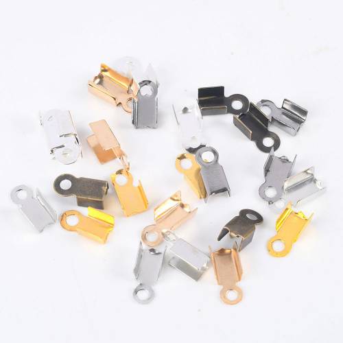 200Pcs Cove Clasps Cord End Caps String Ribbon Leather Clip Tip Fold Crimps Connectors For Jewelry Making DIY Findings Supplies