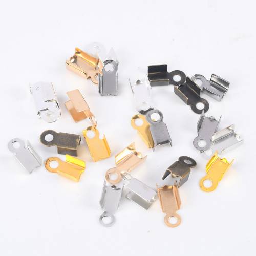 200Pcs/Lot 3mm 4mm Cove Clasps Cord End Caps String Ribbon Leather Clip Tip Fold Crimps Connectors For Jewelry Making Supplies