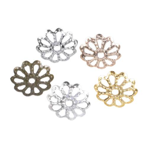 200Pcs/Lot 7 9mm Hollow Plated Flower Petal End Spacer Beads Caps For DIY Jewelry Making Supplies