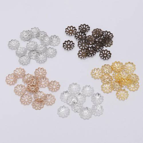 200pcs/lot 7/9mm Plated Bulk Metal Flower Petal Charms Bead Cups End Spacer Beads Caps For DIY Jewelry Making Findings Supplies