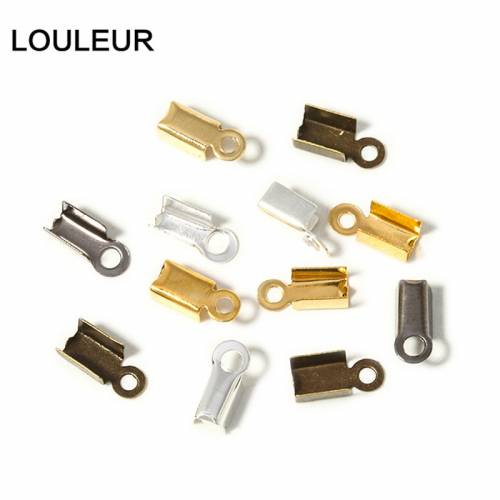 200pcs/lot Cove Clasps Cord End Caps String Ribbon Leather Clip Tip Fold Crimp Bead Connectors For Jewelry Making Findings