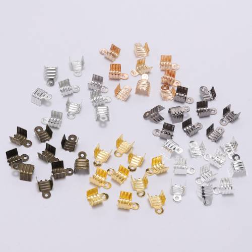 200Pcs/Lot Gold Metal End Caps End Three-Wire Clasps Leather Cord Crimp Bead Connectors for DIY Jewelry Making Findings Supplies