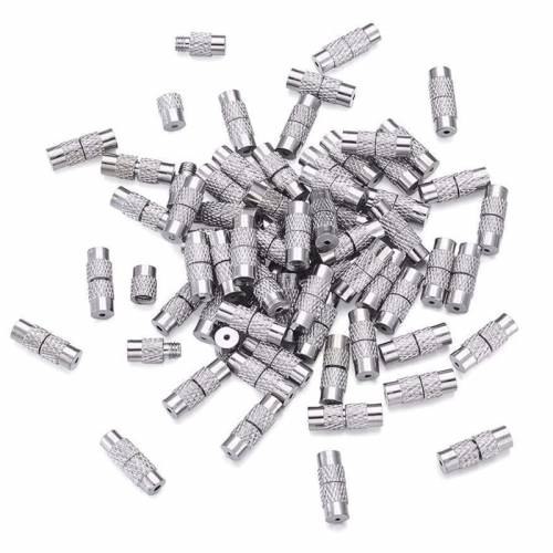 20pcs 12x4mm Screw Twist Clasps 1mm Hole Tube Fastener Cord End Caps for DIY Jewelry Bracelet Necklace Making