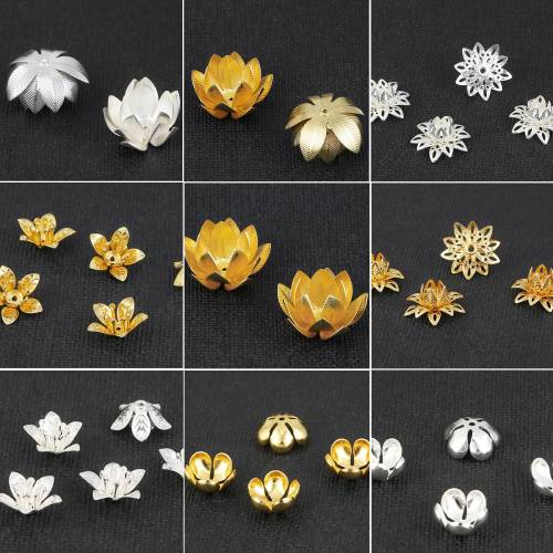 20pcs Flower Beads Caps End Caps Loose Spacer Beads For DIY Jewelry Making Findings Gold Bracelets Earring Accessories Supplies