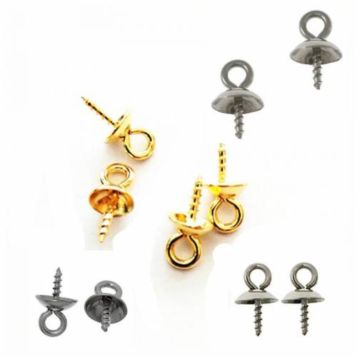 20pcs Stainless Steel Screw Eyes Bails Top Drilled Beads 4/5/6/8mm End Caps Pendant DIY Charms Connectors Jewelry Accessories