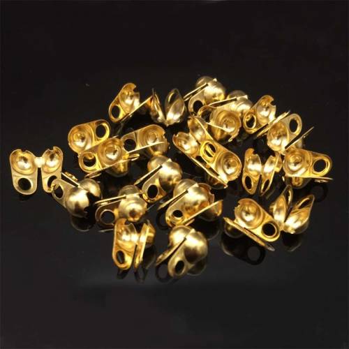 20pcs Stainless Steel Side Clamp On Bead Tip Gold Tone Calottes End Crimps Beads Tips Fit 2mm-3mm Ball Chain