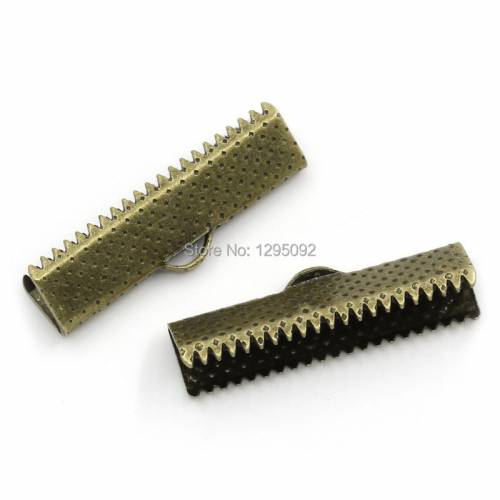 20Pcs Textured End Caps Crimp Beads Alloy Bronze Tone For Jewelry DIY Making Findings 35x08cm