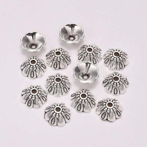 20pcs/Lot 9mm 8 Petals Antique Carved Flower Loose Sparer Apart End Bead Caps For DIY Jewelry Making Findings Earrings