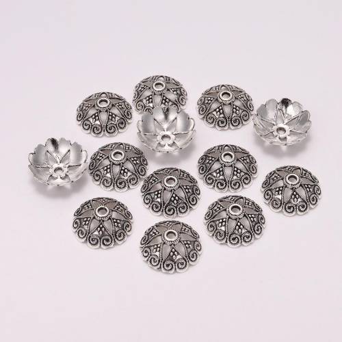 20pcs/lot Antique Plated Peach Heart Flower Flow Loose Sparer End Bead Caps For DIY Bracelet Jewelry Making Supplies Accessories