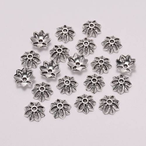 20pcs/Lot Hollow Out Flower Loose Sparer Apart 10mm 8 Petals Torus End Bead Caps For DIY Needlework Jewelry Making Accessories
