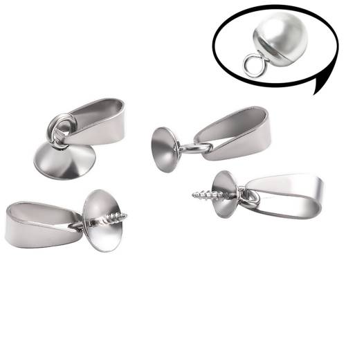 20Pcs/Lot Stainless Steel End Caps Beads Pendant Connector Cap Ball Caps DIY For Necklace Earring Jewelry Makings Accessories