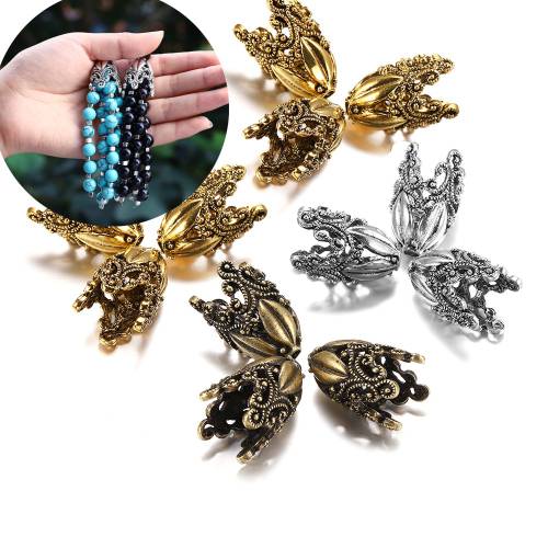 2pcs/lot Alloy Hollow Flower Beads Caps Various Shapes End Caps Connectors For DIY Earring Jewelry Making Accessroies Supplies