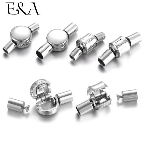 2pieces Stainless Steel Clasps European Clips with End Caps Stopper Hole 3mm 4mm Fit DIY PAN Bracelet Necklace Jewelry Making