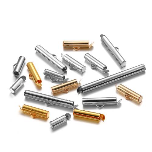 30-50Pcs Crimp End Beads Beading Slide On End Clasp Buckles Tubes Slider End Caps For DIY Jewelry Connectors Making Accessories